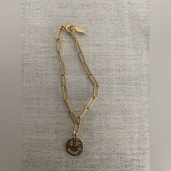 N/A Jewelry - GOLD 14k Gold-Filled Paperclip Chain Bracelet - Smiley double side Face Charm